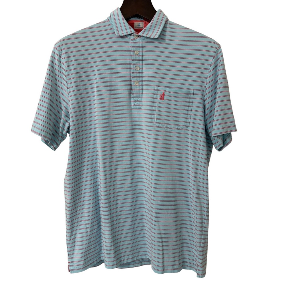 Johnnie-O‎ Hangin Out Mens Bimini Blue Striped Polo Shirt JMPO2610 Large